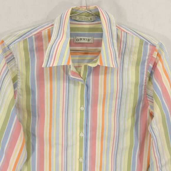 Orvis Shirt Womens 6 Multicolor Striped Wrinkle Resistant Long Sleeve Button Up - Picture 2 of 9